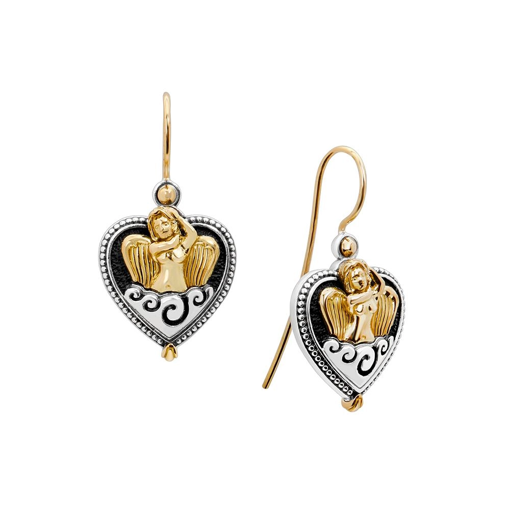 Konstantino Angelic Silver and 18K Gold Heart Drop Earrings