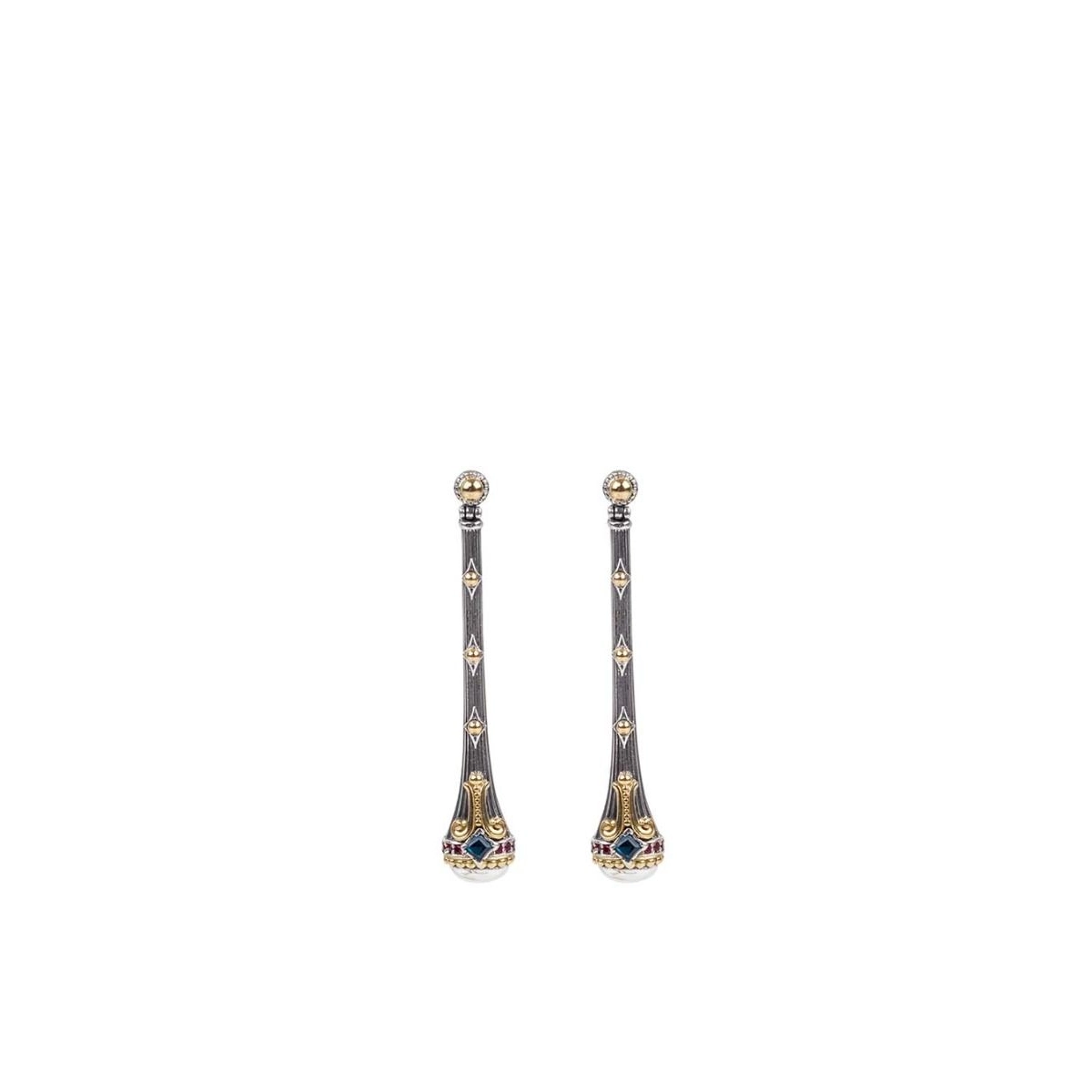 Konstantino Delos Silver and 18K Gold Long Drop Earrings