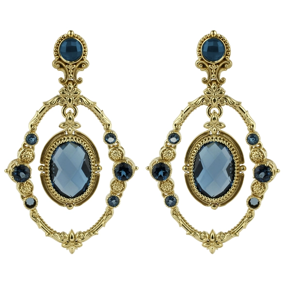 Konstantino Flamenco 18k Gold London Blue Topaz Drop Earrings