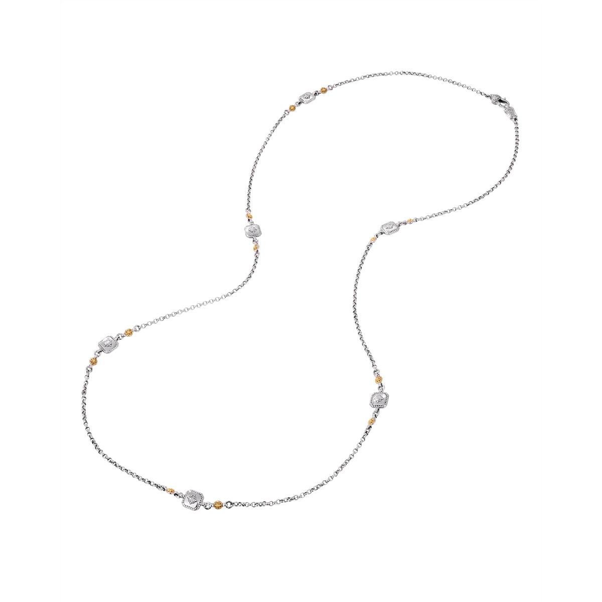 Konstantino Silver and Gold Square Station 6-Unit Necklace