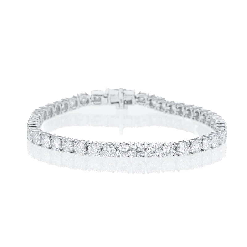 Lab Grown Platinum 10.89 Carat Round Diamond Tennis Bracelet