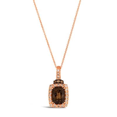 Le Vian 14K Strawberry Gold Chocolate Quartz and Nude and Chocolate Diamond Necklace