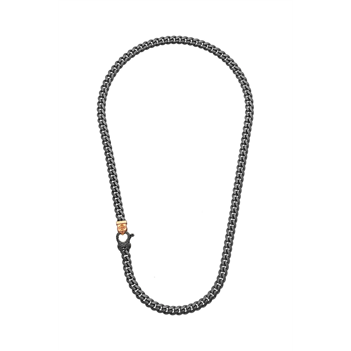 Marco Dal Maso Flaming Tongue Oxidized Silver with Rose Gold Plating Link Necklace