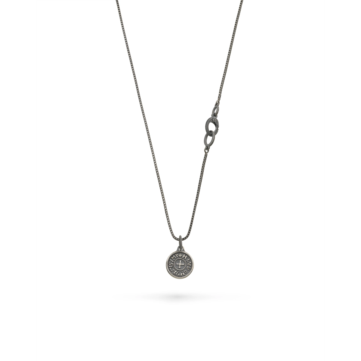 Marco Dal Maso Moneta Oxidized Silver Disc Pendant Necklace