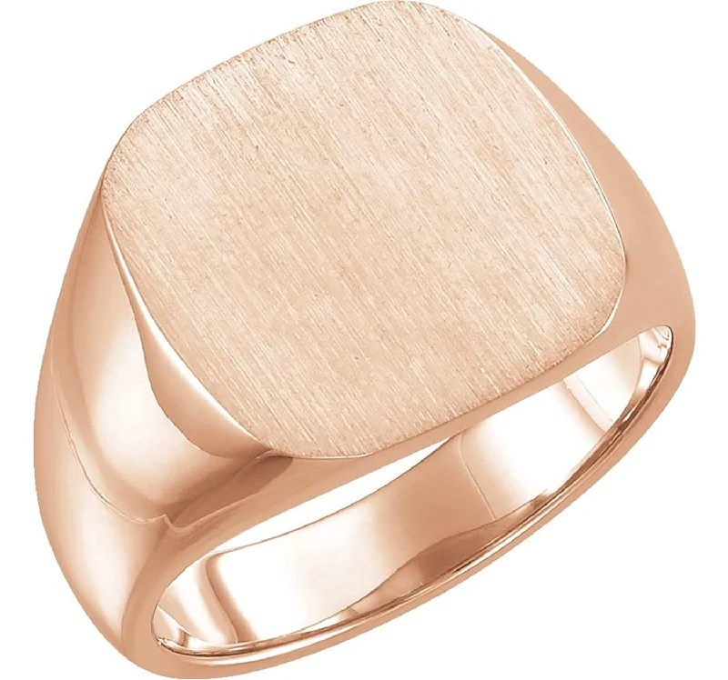 Men's Closed Back Signet Ring, 14k Rose Gold (16mm) Size 11