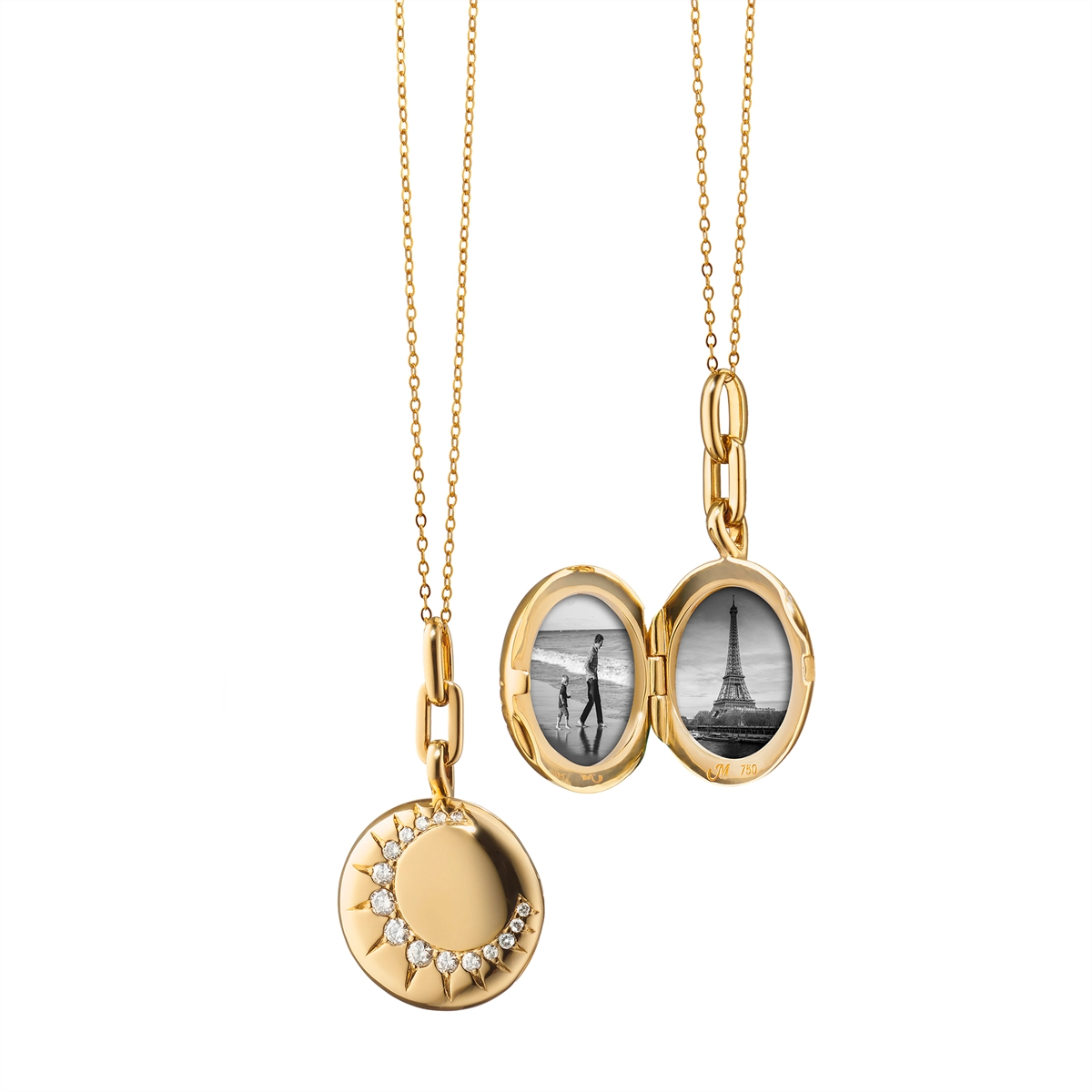 Monica Rich Kosann 18K Yellow Gold Round Sun Locket Necklace