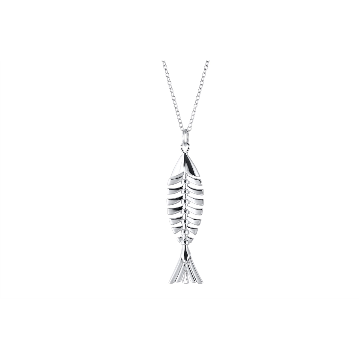 Monica Rich Kosann Sterling Silver Large Flexable Fish Charm Necklace