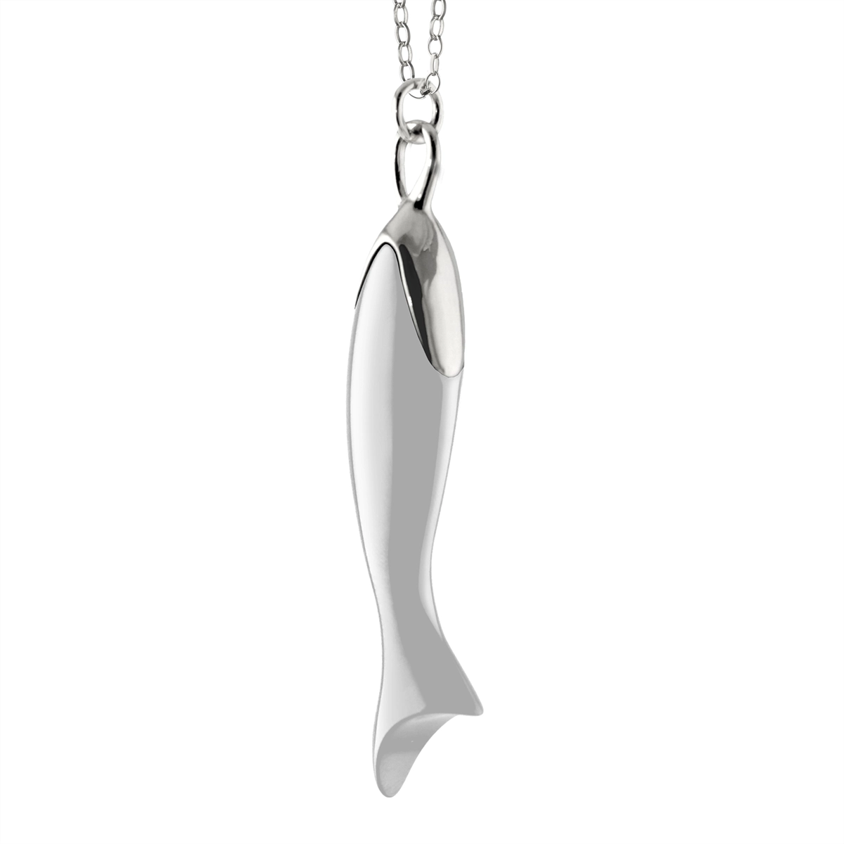 Monica Rich Kosann Sterling Silver White Ceramic Fish Charm Necklace