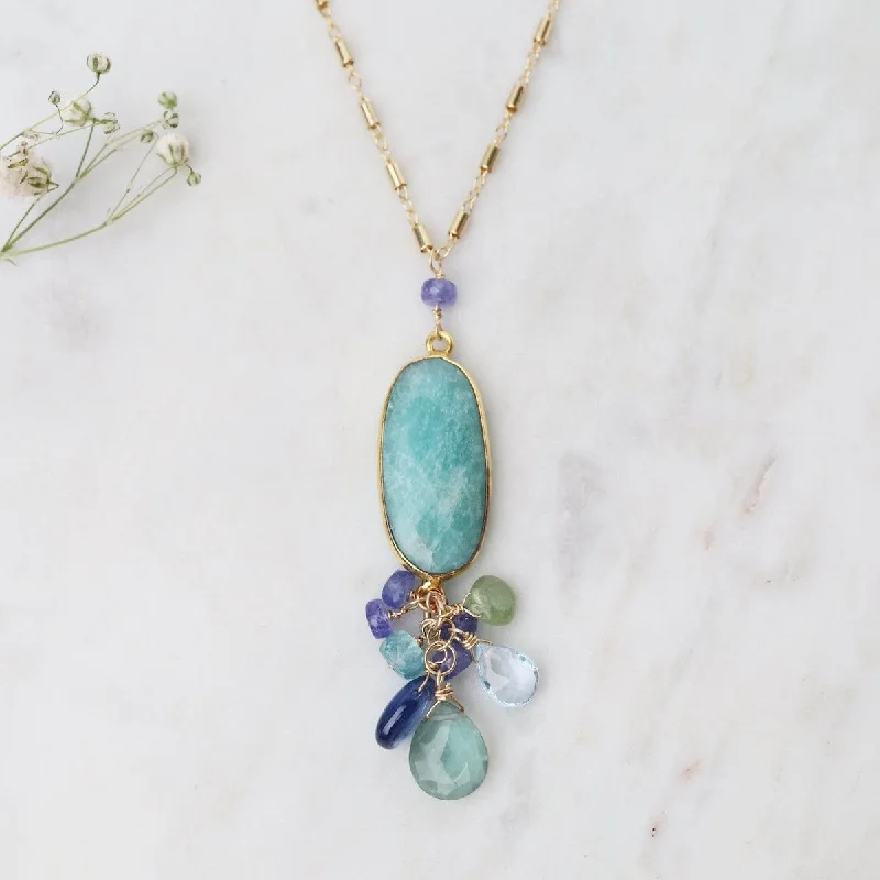 Oval Amazonite Pendant With Magnetic Clasp Necklace