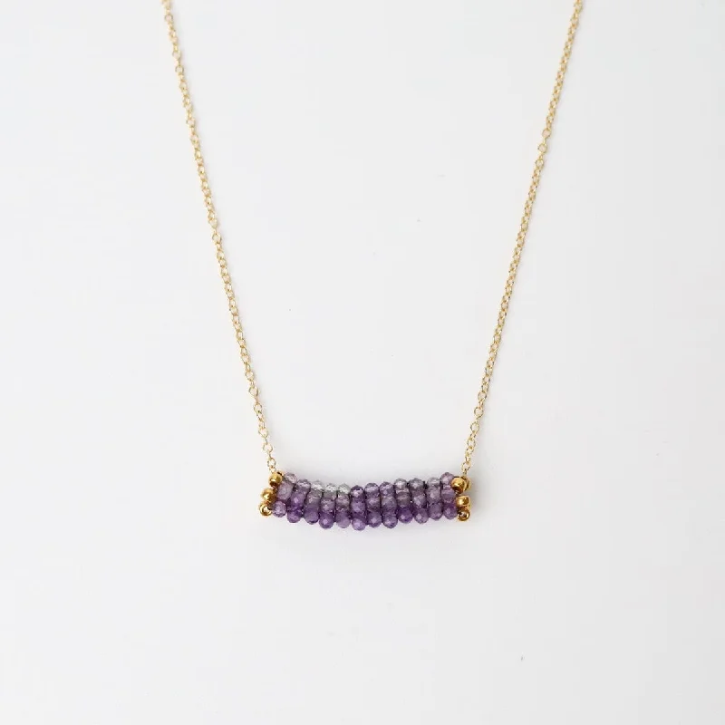 Shaded Amethyst Gold Trim Necklace