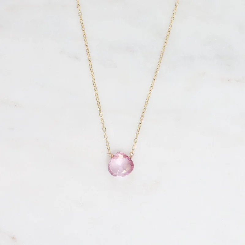 Gold Filled Chain with Mystic Pink Topaz Brio Necklace