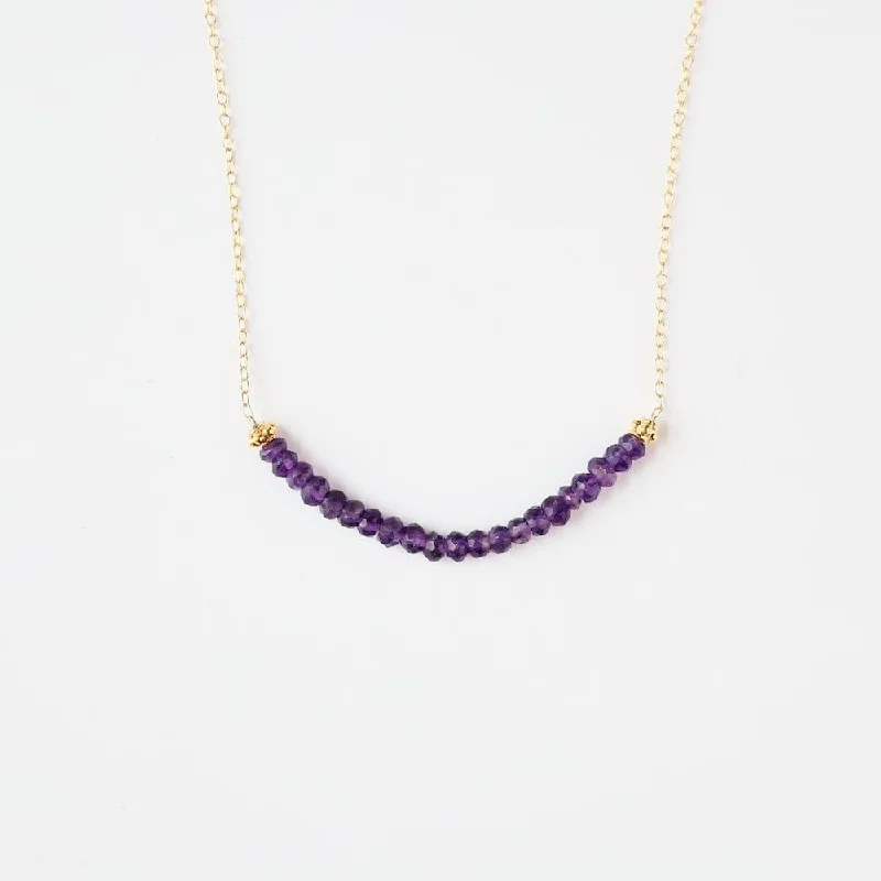 Gold Filled Chain with Amethyst Gemstone Arc Necklace