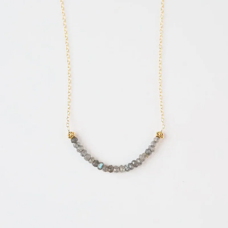 Gold Filled Chain with  Mystic Labradorite Gemstone Arc Necklace