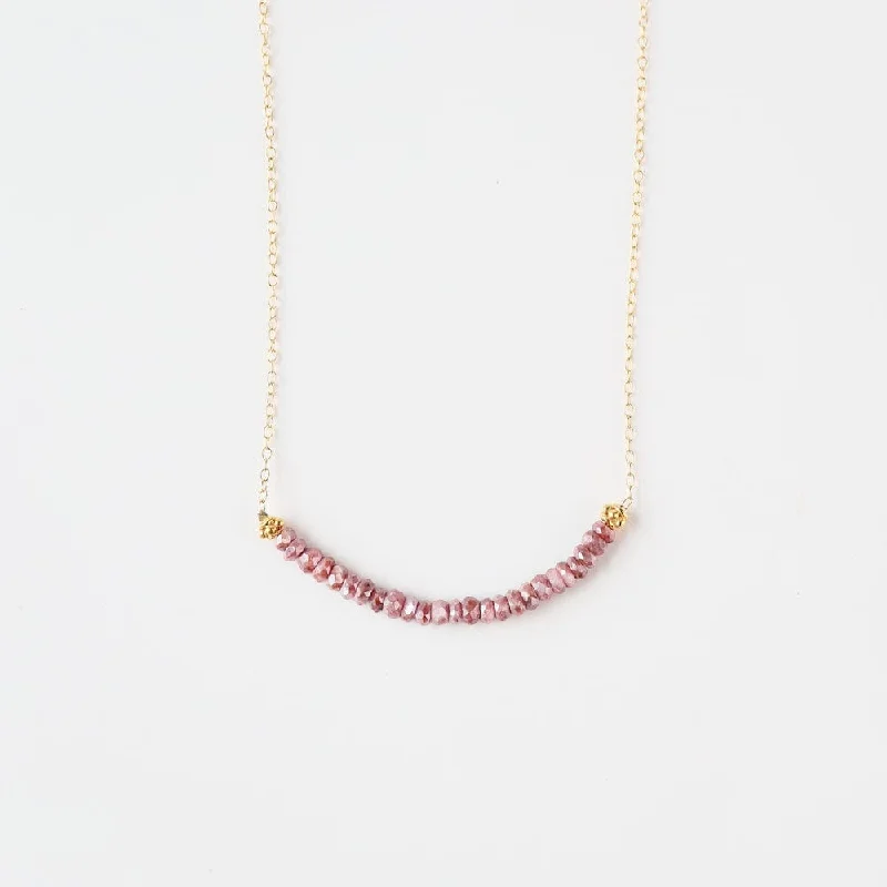 Gold Filled Chain with Pink Silverite Gemstone Arc Necklace