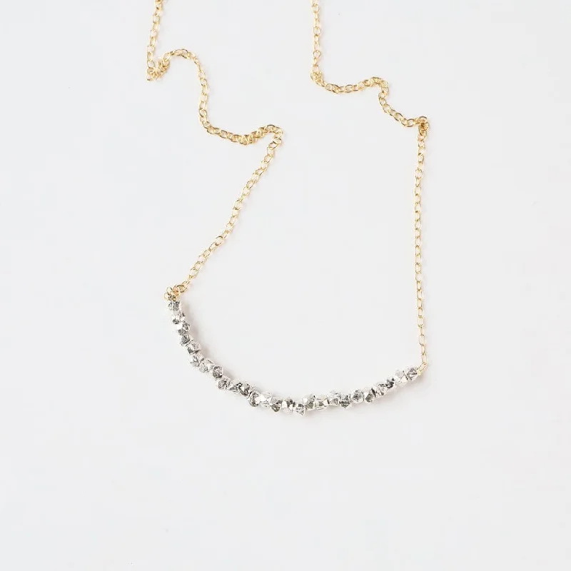 Gold Filled Chain with Silver Nugget Gemstone Arc Necklace