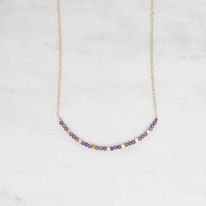 Amethyst & 18k Gold Vermeil Cubes Arc Necklace