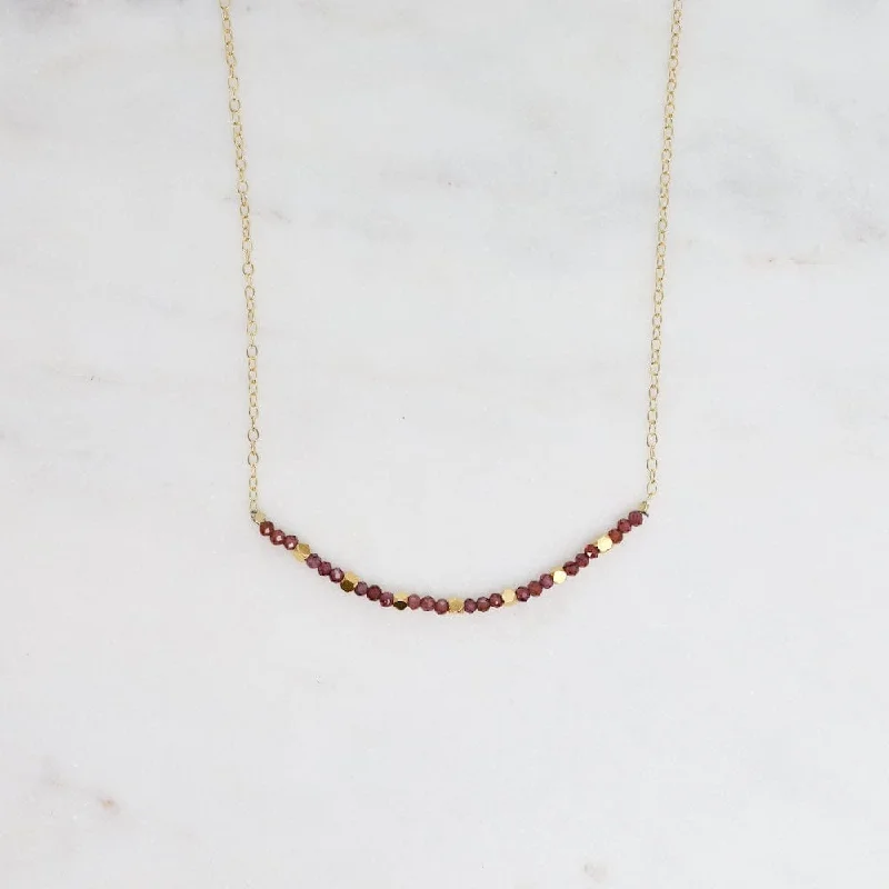 Garnet & 18k Gold Vermeil Cubes Arc Necklace