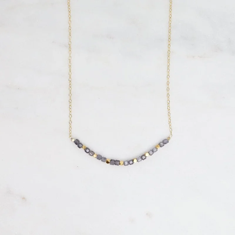 Iolite & 18k Gold Vermeil Cubes Arc Necklace