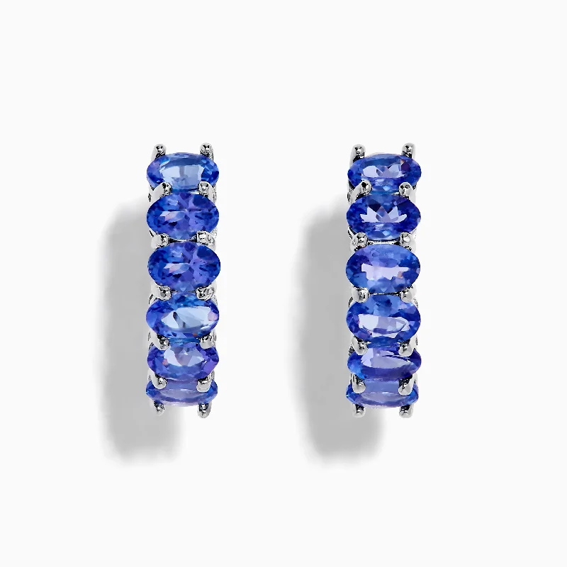 Nahla Siri 925 Silver Tanzanite Hoop Earrings