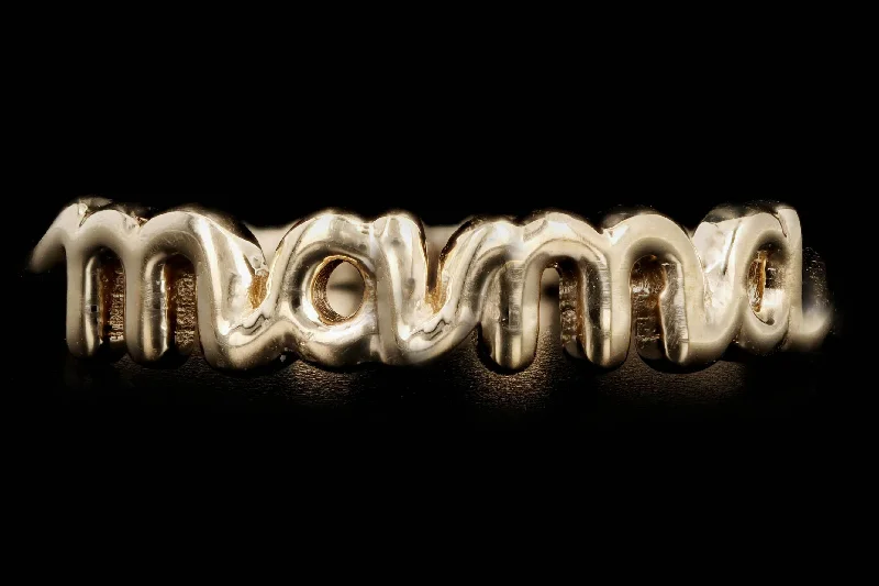 New 14K Yellow Gold Cursive "Mama Ring