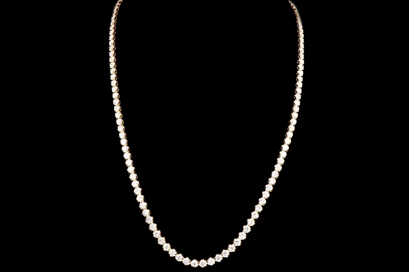 Modern 14K Yellow Gold 13.35 Carat Round Brilliant Diamond Necklace