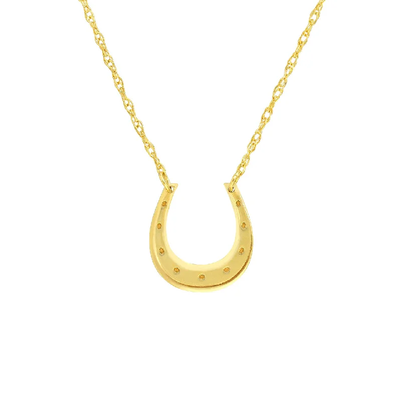 14K Yellow Gold Horseshoe Pendant Necklace