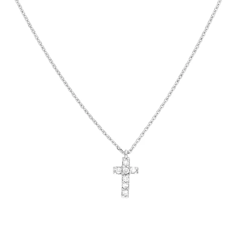 14K Gold Mini Diamond Cross Pendant Necklace