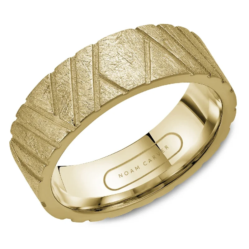 Noam Carver Mens Wedding Band in Yellow Gold