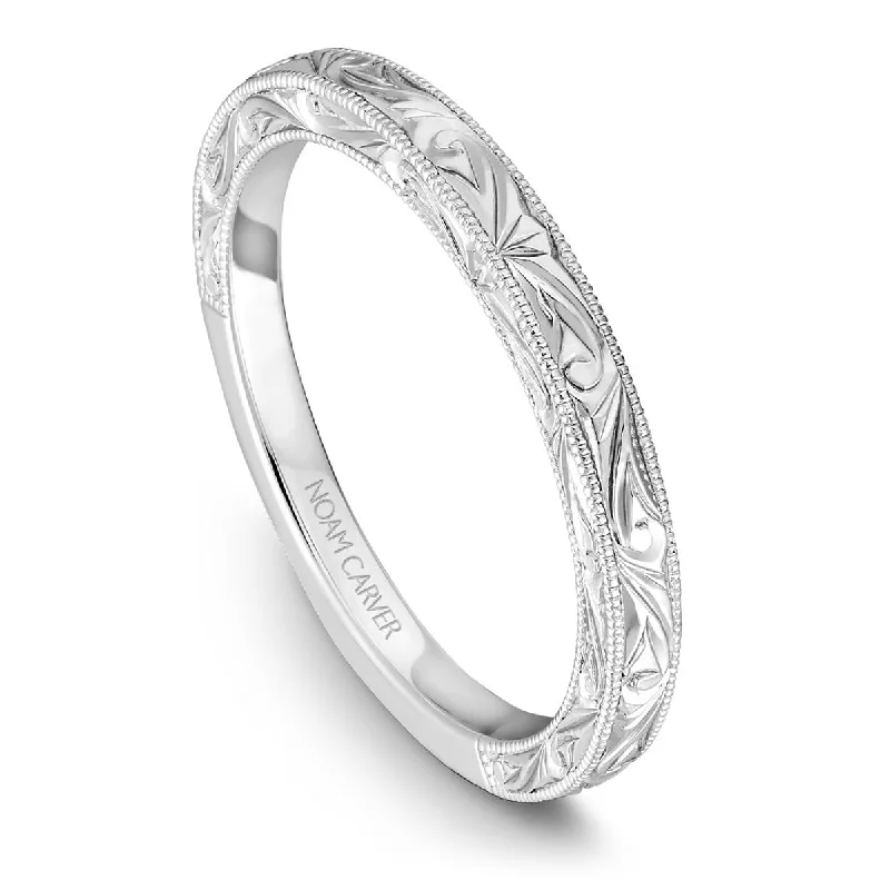 Noam Carver Vintage Wedding Band in White Gold