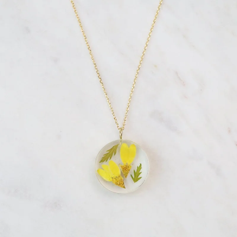 Botanical Small April Birthday Full Moon Pendant