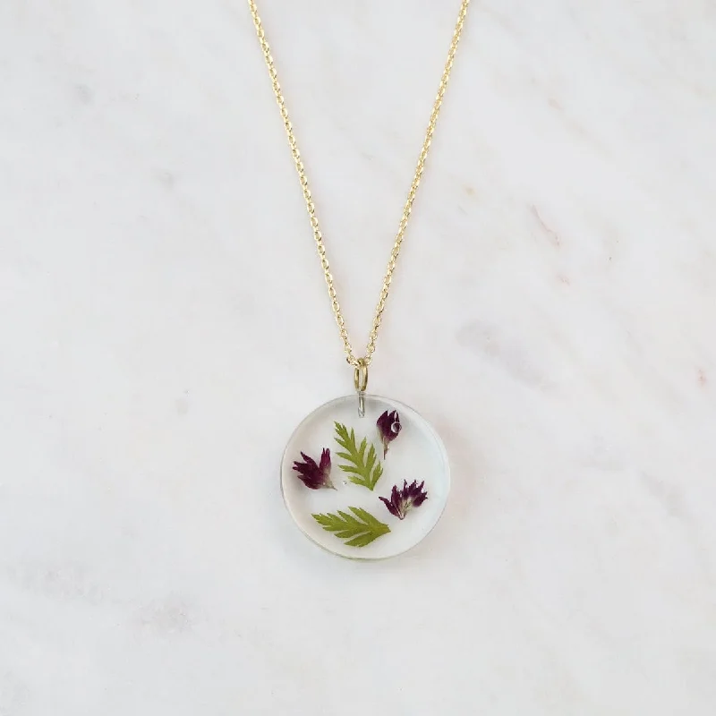 Botanical Small February Birthday Full Moon Pendant