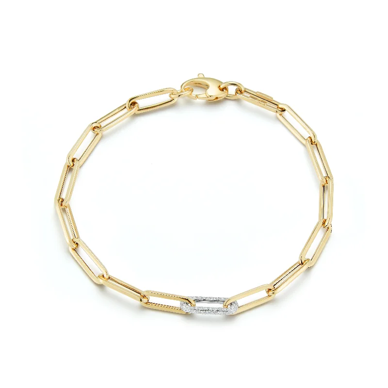 Paperclip Bracelet with Diamond Link