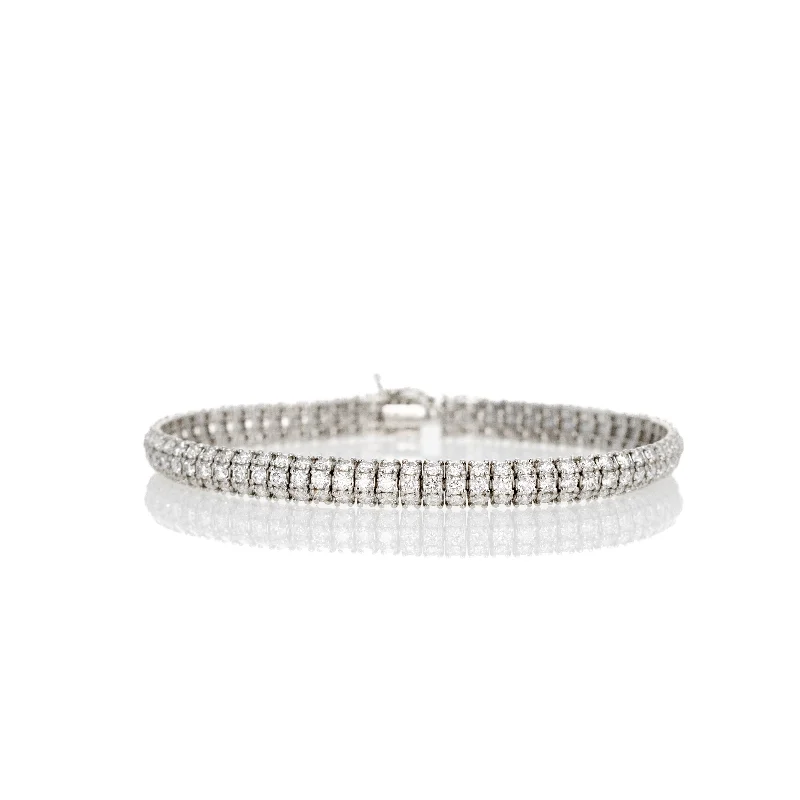 Platinum 6 Carat Round Diamond Pave Bracelet