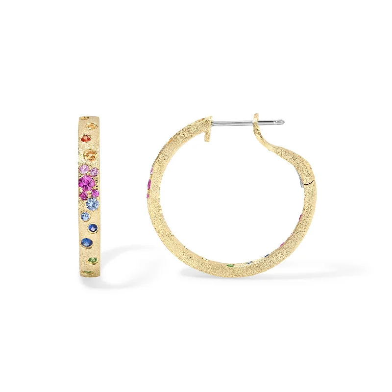 Scattered Rainbow Hoop Earrings