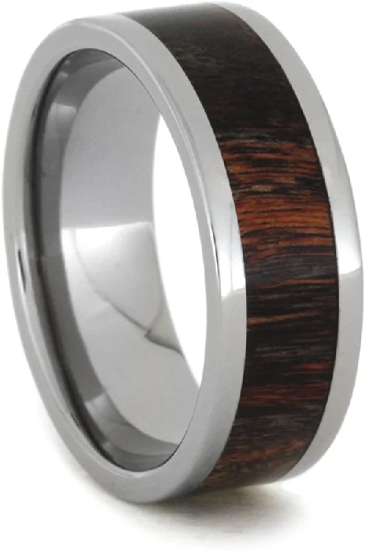 Red and Black Poplar Wood 8mm Comfort-Fit Titanium Wedding Band, Size 4.25