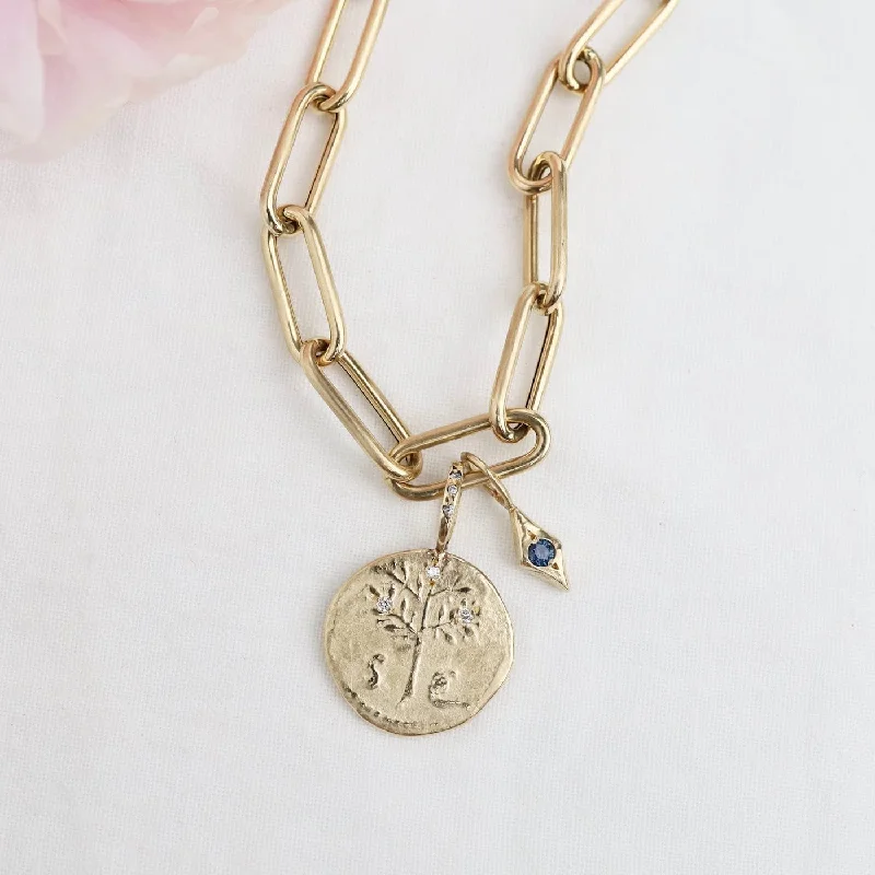 The Olive Tree Peace Artifact Necklace 14k Gold & Montana Sapphire