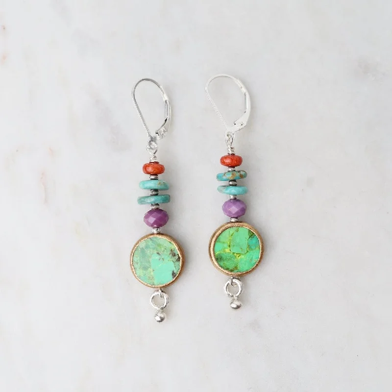 Apple Coral & Turquoise Drop Earrings