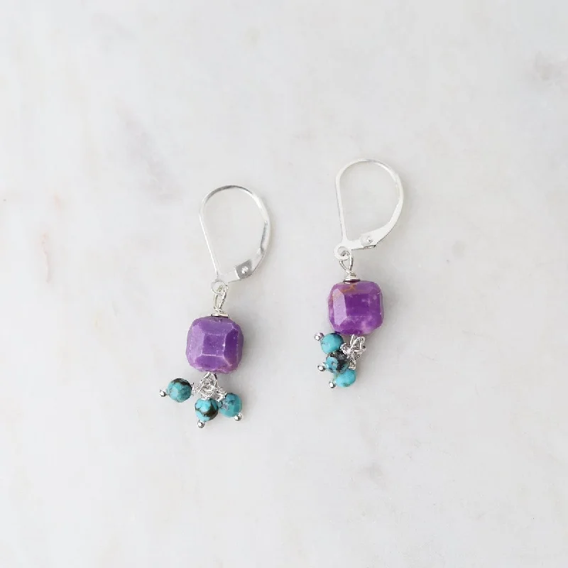 Phosphosiderite Cube Drop Earrings