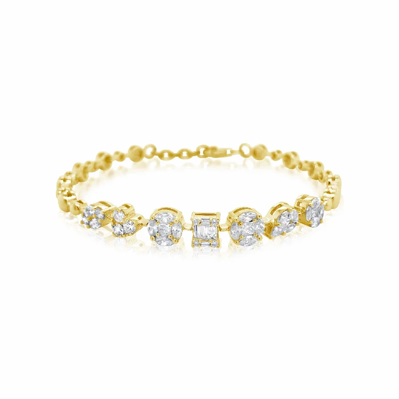 Seven Stone Multi Shape Diamond Illusion Bracelet