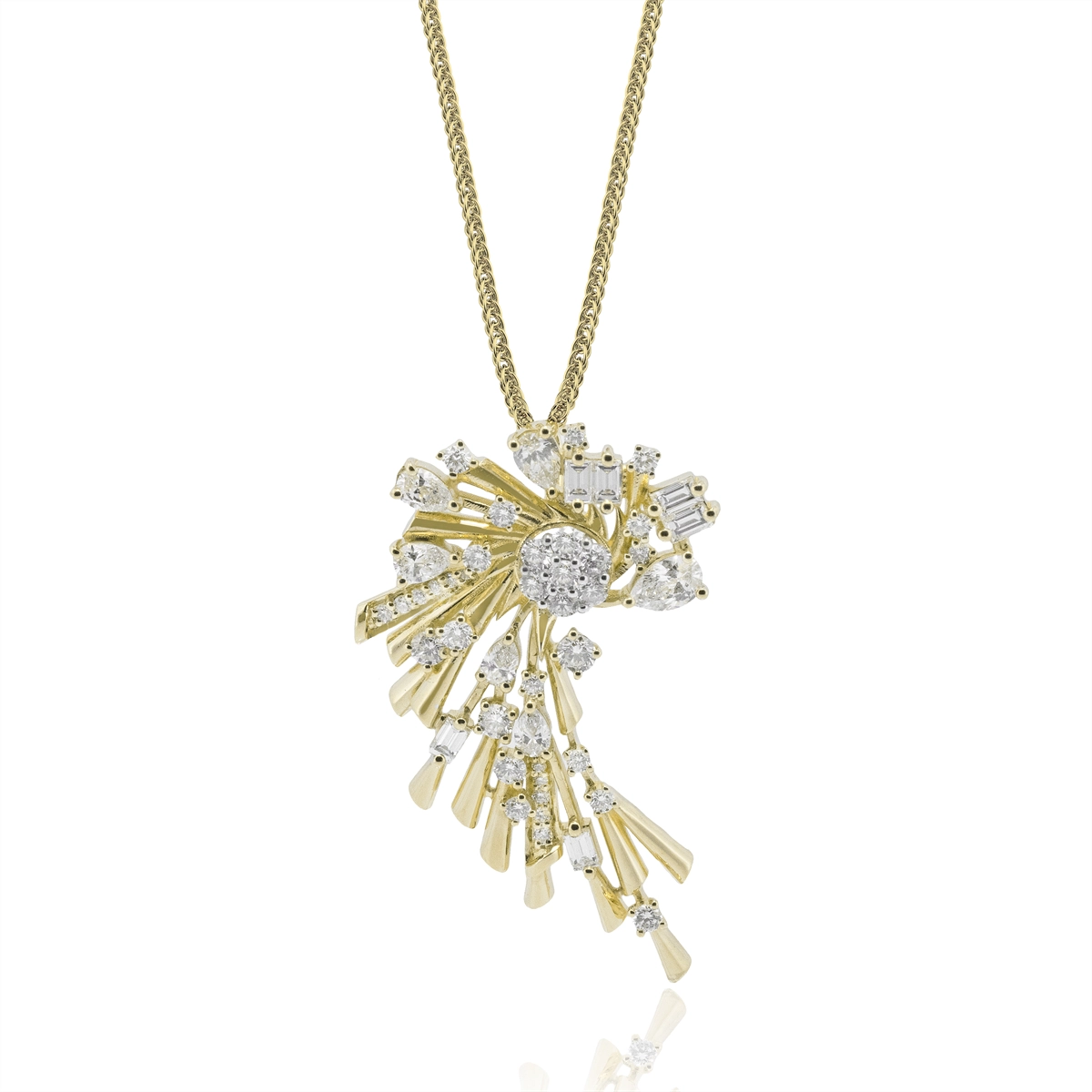 Simon G 18K Yellow and White Gold Pendant Necklace, Baguette, Pear and Round Diamonds