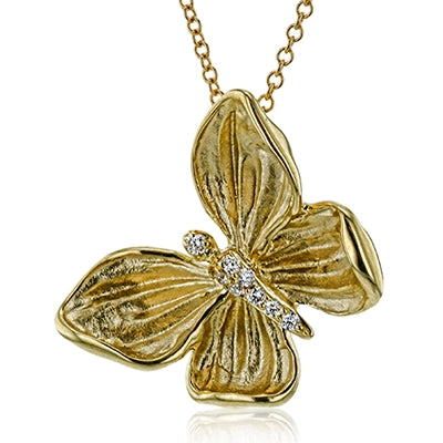 Simon G 18K Yellow Gold Diamond Butterfly Pendant Necklace