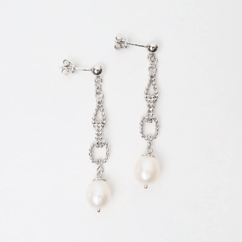 Sterling Triple Links with Pearl Drop Earrings