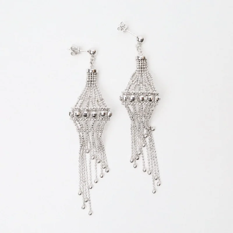 Sterling Silver Woven Lace Lantern Spiral Drops Earrings