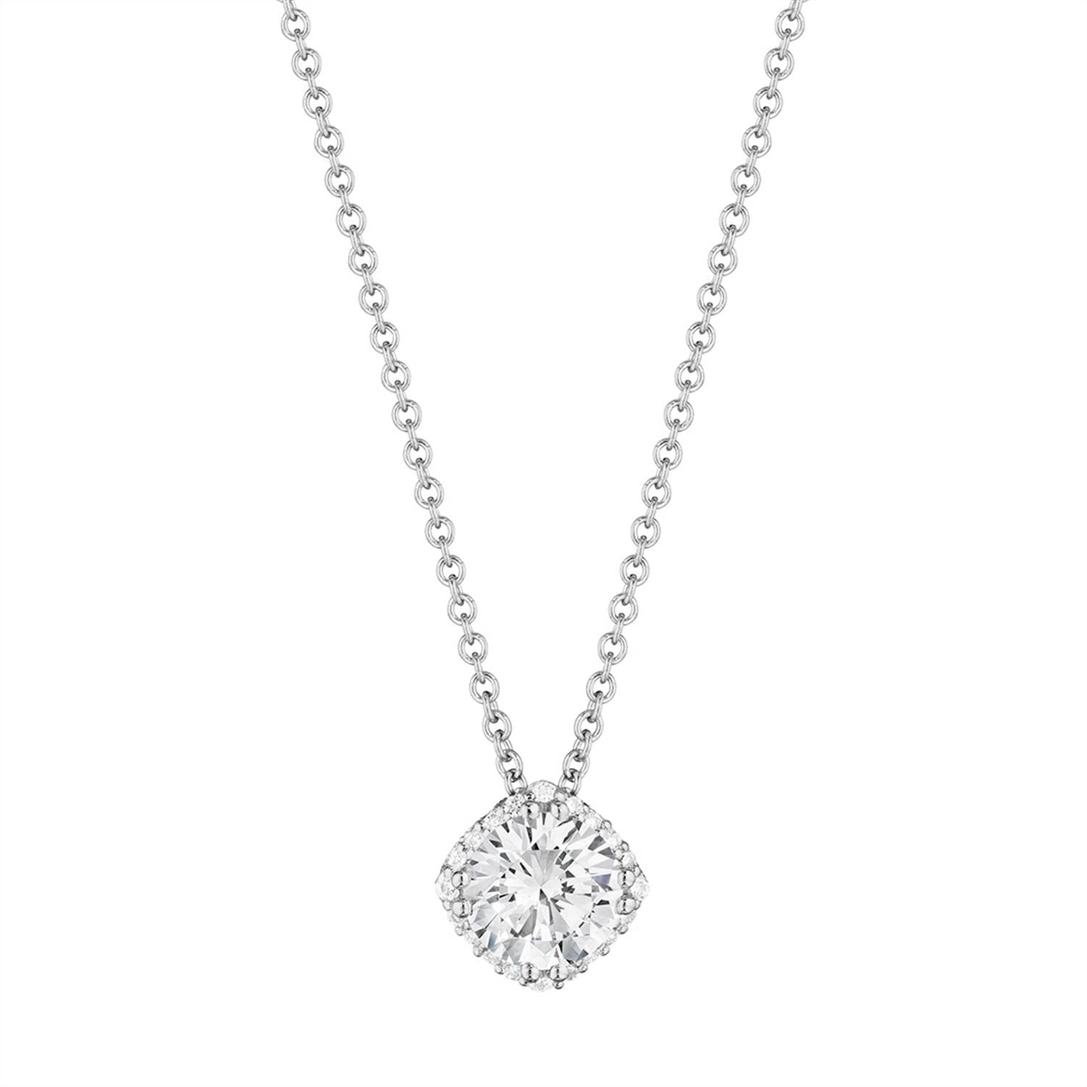 Tacori 14K White Gold Dantela 5.5mm Diamond Bloom Pendant Mount Necklace