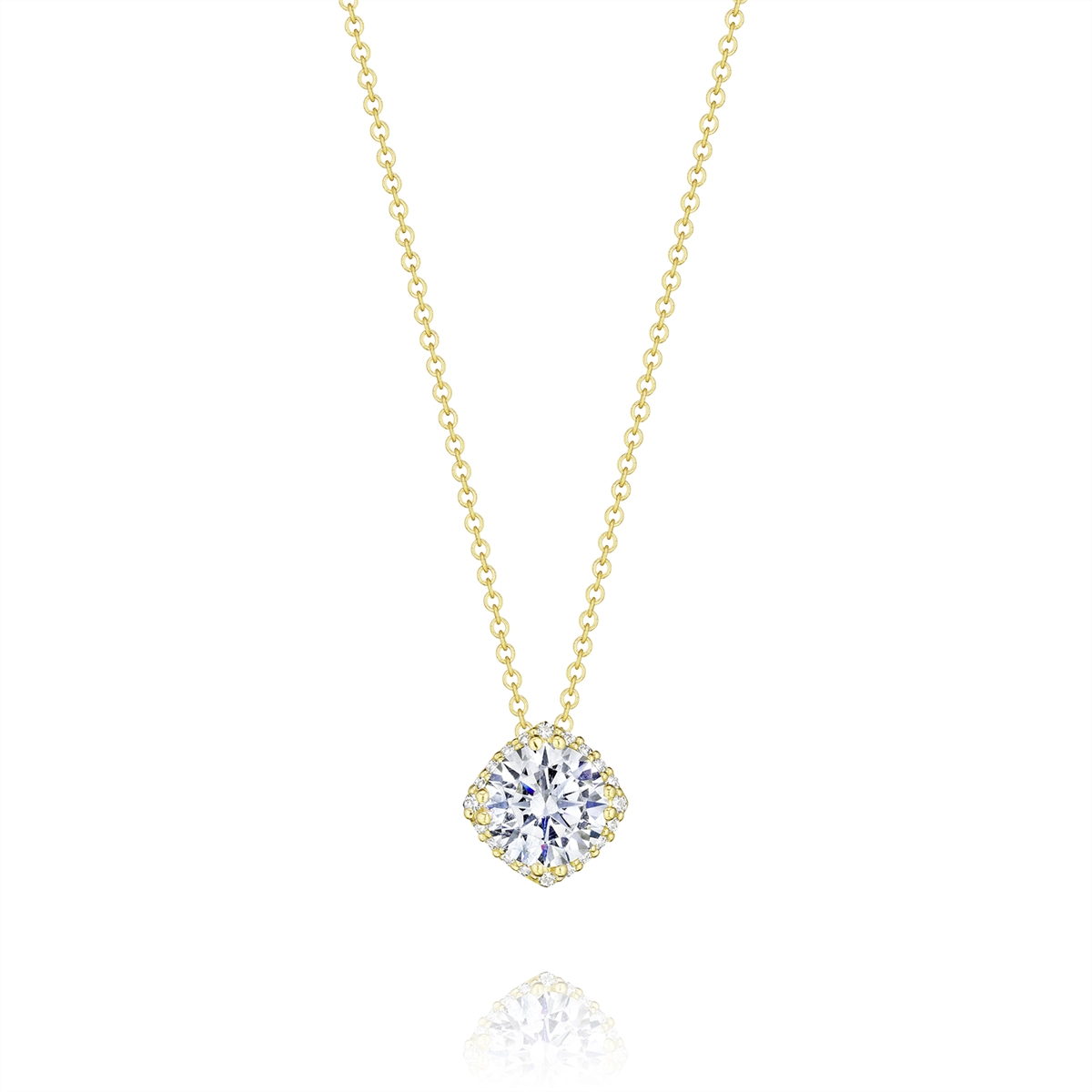 Tacori 14K Yellow Gold Dantela Diamond Bloom Pendant Mount Necklace, 5mm