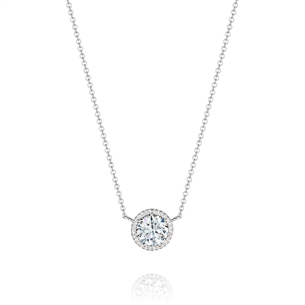 Tacori 18K White Gold Round Diamond Pendant Mount Necklace