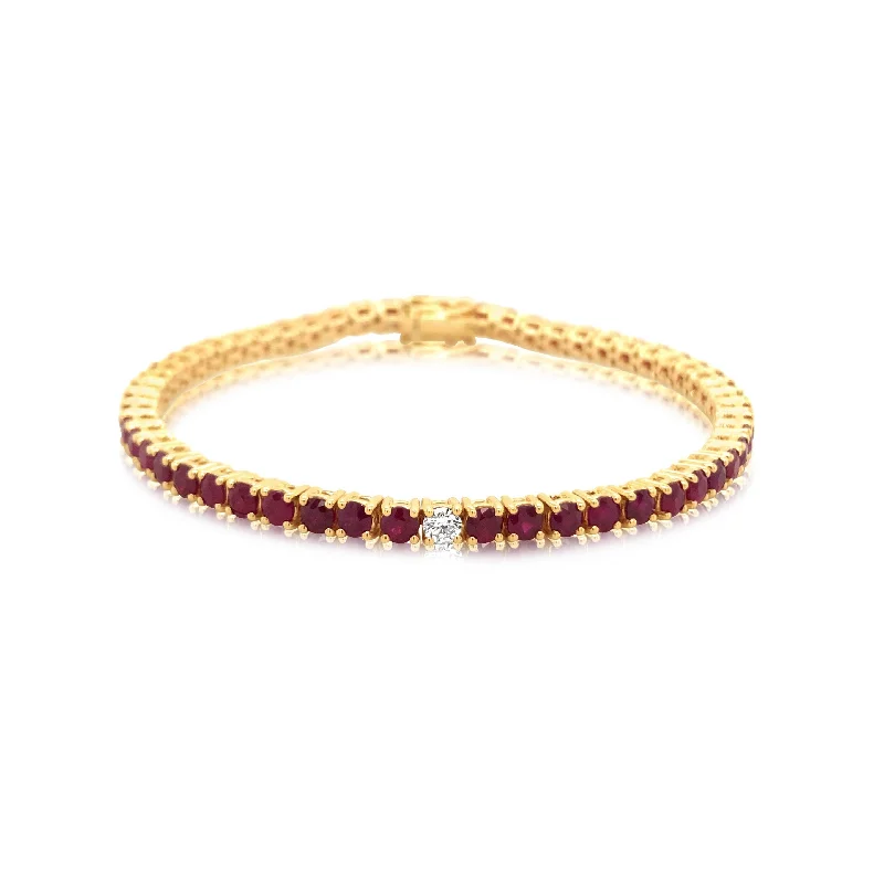 Thin Ruby and Diamond Tennis Bracelet