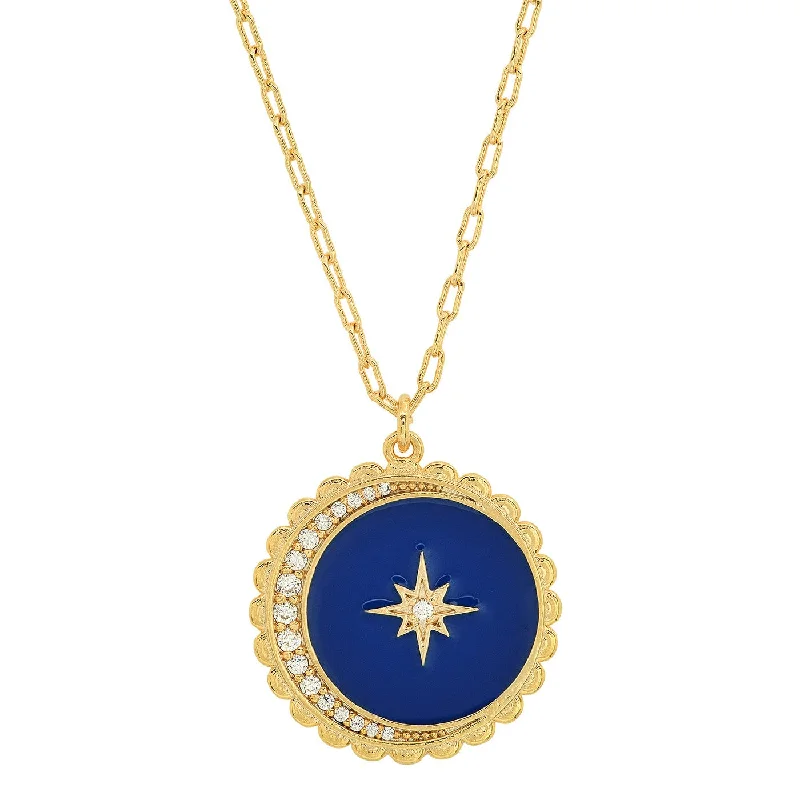 Star & Moon Starburst Coin Pendant