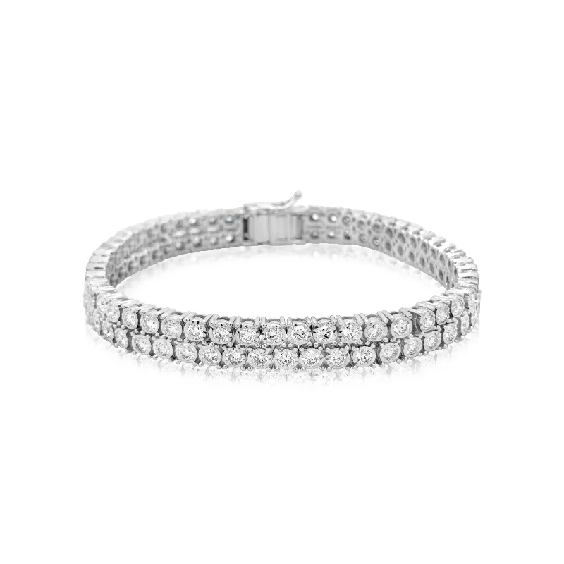 Two Row Bezel-Set Diamond Tennis Bracelet