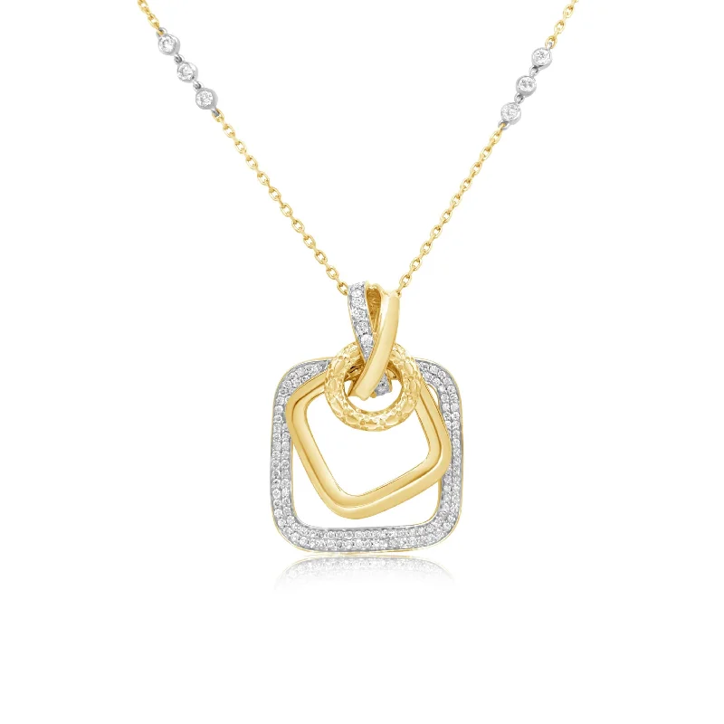 Two Tone Diamond Squares Pendant